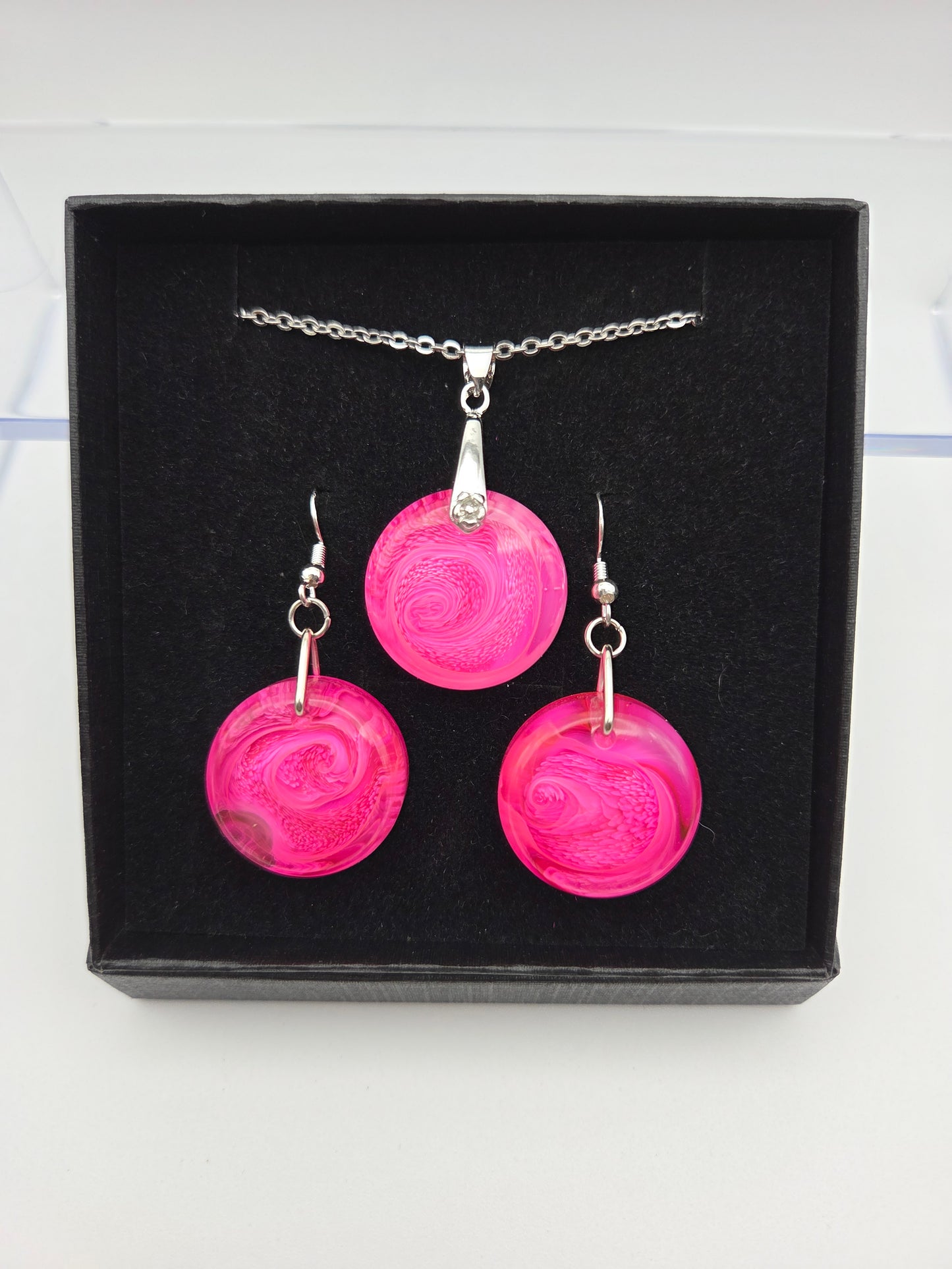*Pink Petri For A Purpose Collection* Petite Petri Necklace Sets with Dangle Earrings