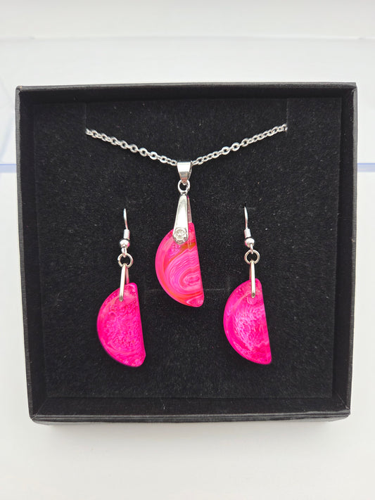 *Pink Petri For A Purpose Collection* Petite Petri Necklace Sets with Dangle Earrings