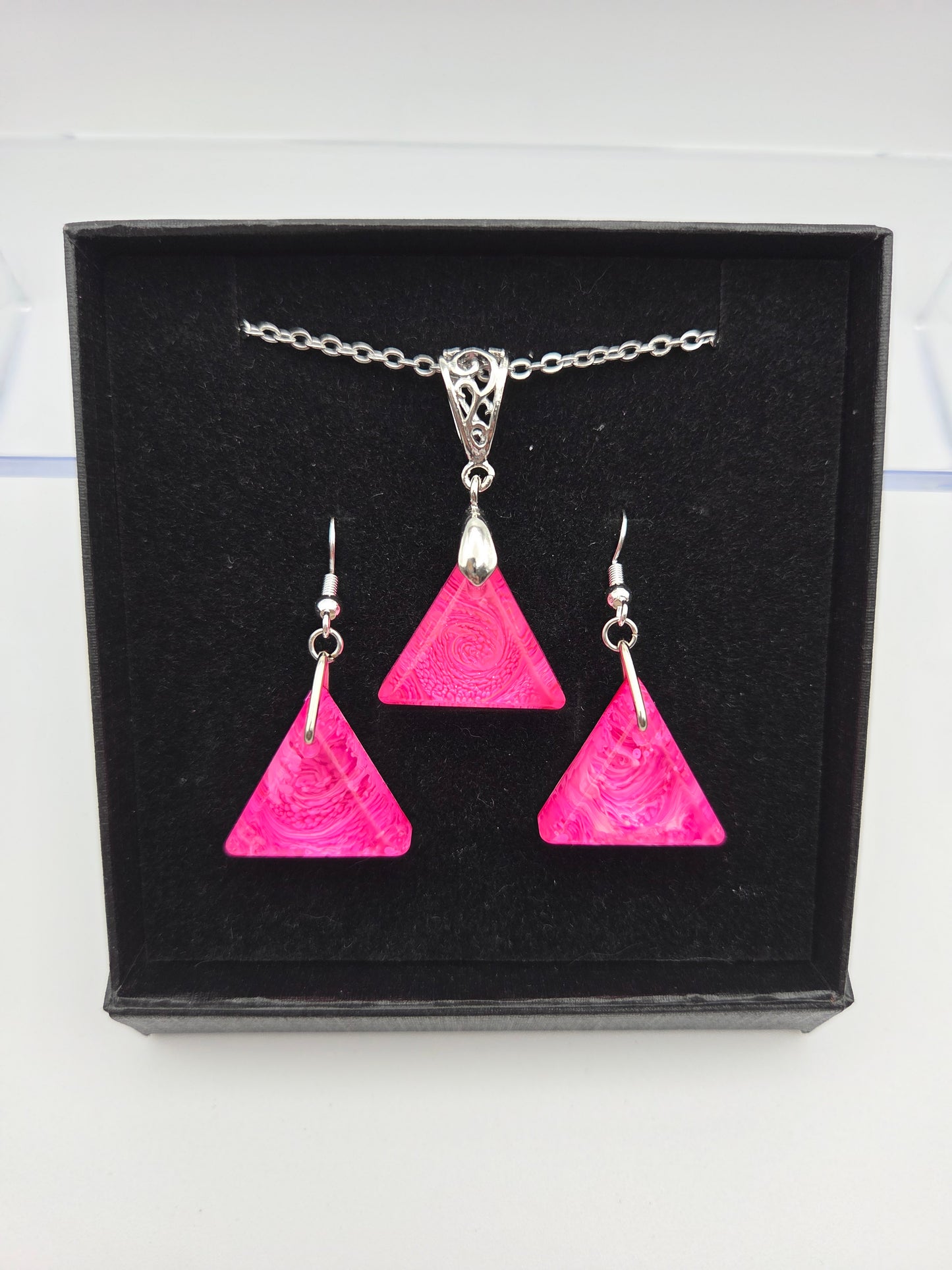 *Pink Petri For A Purpose Collection* Petite Petri Necklace Sets with Dangle Earrings