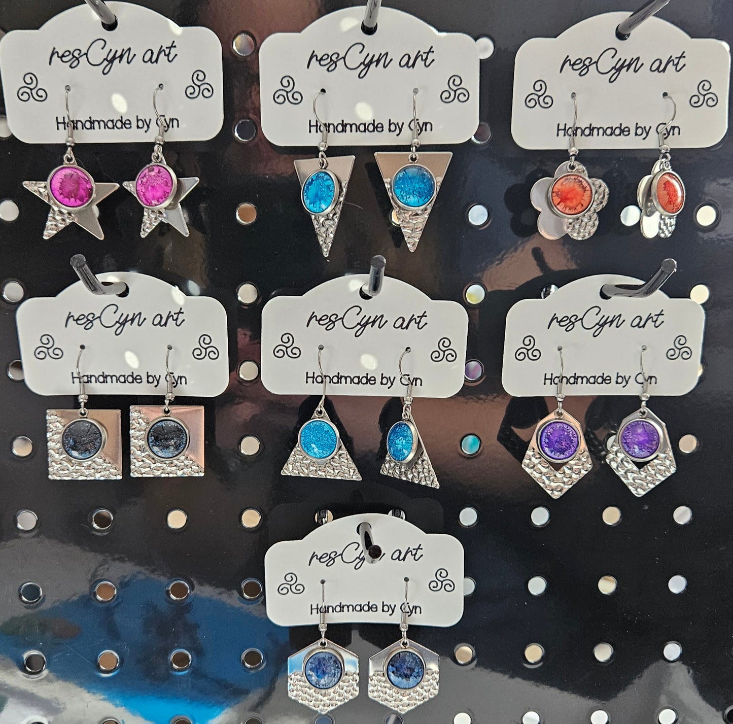 Resin Cabochon Dangle Earrings - Assorted
