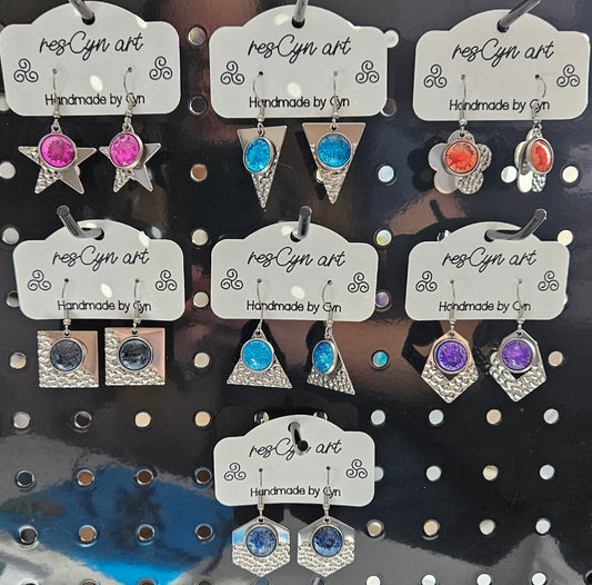 Resin Cabochon Dangle Earrings - Assorted